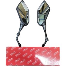 Çelik 8mm (M8) Motosiklet Aynası Takımı - Honda, Scooter, Mondial Uyumlu Siyah Evrensel Model