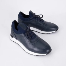 Trust Shoes D546T Erkek Sneaker Spor Ayakkabı, Hakiki Deri & Knit Üst, Eva Taban Günlük Kullanım