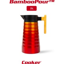 Cooker Bamboopour 2 Litre Paslanmaz Çelik Bambu Saplı Termos CKR2097