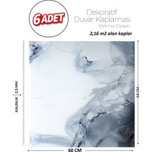 Brano 60X60 cm Kendinden Yapışkanlı Duvar,banyo,tezgah Arası Gri-Mavi Mermer-6 Adet