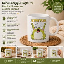 Tişört Kodu “stretch!” Sevimli Kurbağa Porselen Kupa – Enerjik Sabah Kahve Kupası