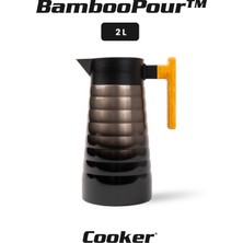 Cooker Bamboopour 2 Litre Paslanmaz Çelik Bambu Saplı Termos CKR2097
