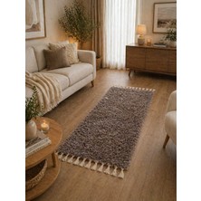 Tekstil Stokları El Dokuma Bambu Viskon Yumuşak Iplik 70X140 cm Peluş Halı Paspas Açık Kahve