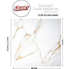 Brano 60X60 cm Kendinden Yapışkanlı Duvar,banyo,tezgah Arası Beyaz-Gold Mermer-48 Adet