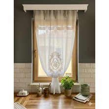 Keten Görünümlü Süzene Nakışlı Panel Perde Pano