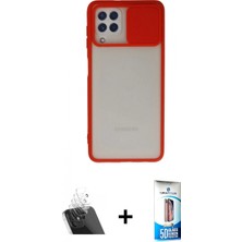 Marsilyan™- Galaxy A22 Kılıf Vadi Çizgi - Siyah 5d Eko Cam Ekran Koruyucu + Şeffaf Kamera Lens Koruma Cam