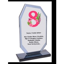 Özcan Tasarım Kadınlar Günü Plaketi - Kişiye Özel Plaket - Cam Plaket