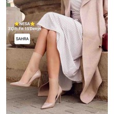 Nessa 3'çift Kadın Parlak Fit'15 'denye Soket Tül Çorap  51*sahra -