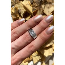 Spossy Silver Jewelry  925 Ayar Gümüş Silver Kaplamalı Kare Taşlı Eklem/Serçe Parmak Yüzüğü SPY1167