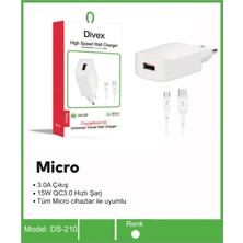 Divex Qc3.0 Micro USB 3.0A 15W Hızlı Şarj Aleti DS-210