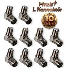 Derwell 10 Adet F Konnektör L Fiş Quick Geçişli L Tip 90 Derece F Hızlandırıcı 90 Derece Anten Başlığı Quick Fiş Için F Connektör 10 Tane Rg6 Rg5 Geçmeli Adaptör