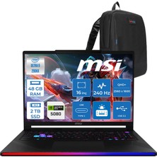 Msi Raider 16 Max Hx OLED B2WI-092TR Intel Core Ultra 9 290HX Plus 48GB Ddr5 2tb SSD Rtx 5080 16GB 175W Freedos 16” Qhd+ (2560X1600) 240Hz Oyuncu Bilgisayarı 092TRF07 + Zetta Çanta