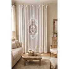 Keten Görünümlü Süzene Nakışlı Panel Perde 7189-01-392