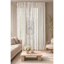 Keten Görünümlü Nakışlı Panel Perde 9564-01-339