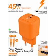 vooka 45W Gan Şarj Cihazı 2 Usb-C Pd Pps Hızlı Şarj Type-C Uyumlu Kompakt Seyahat Adaptörü