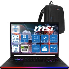 Msi Raider 16 Max Hx OLED B2WI-092TR Intel Core Ultra 9 290HX Plus 48GB Ddr5 1tb SSD Rtx 5080 16GB 175W Windows 11 Home 16” Qhd+ (2560X1600) 240Hz Oyuncu Bilgisayarı 092TRH06 + Zetta Çanta