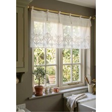 Farbela Keten Grek Tül Üzerine Süzene Nakışlı Farbela Perder