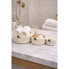 MaVaux Velora Set 3’lü Halat Sepet Banyo Organizer Dekoratif Düzenleyici El Yapımı Sepet Seti