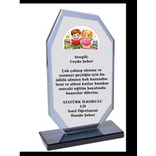 Özcan Tasarım Okuyorum Plaketi - Kişiye Özel Plaket - Cam Plaket - Okuma Bayramı Plaketi
