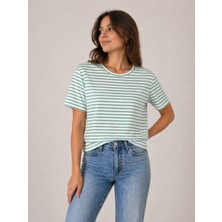 Cor Semi Fit Pamuklu Çizgili Kadın T-Shirt