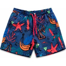 Vovido Erkek Çocuk Desenli Deniz Şortu – Hızlı Kuruyan  Bağcıklı Yazlık Plaj Şortu 26998K