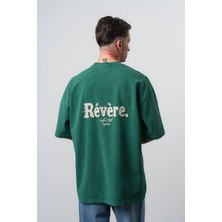 Respire Erkek Revere Nakışlı Yıkamalı Oversize T-Shirt Nefti