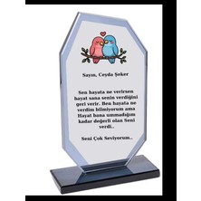 Özcan Tasarım Sevgiliye Plaket - Kişiye Özel Plaket - Cam Plaket - Sevgililer Günü Plaketi