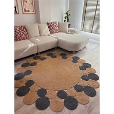 MaVaux Natura Nil Serisi Papatya Model – El Örgüsü Hasır Görünümlü Modern Dekorayson Kilim, Salon Kilimi