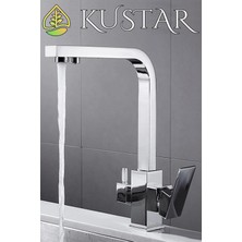 Kustar Kare Lüx 3 Yollu Arıtma Çıkışlı Mix Aç Kapa Mutfak Eviye Bataryası