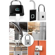 Munico Küçük Metal Parmak Izi Asma Kilit USB Şarjlı Anahtarsız IP55 Su Geçirmez Çinko Alaşımlı Alarmlı Pro