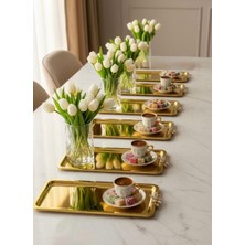 Ahir Ticaret Paslanmaz 6'lı Papatya Aksesuarlı Lüx Baton Sunum Tepsi 33X13 cm