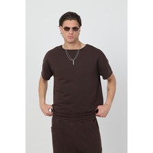 Gothamvibes Erkek Blank Boxy Kahverengi T-Shirt