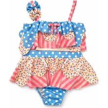 Vovido Kız Çocuk Fırfırlı Desenli Bikini Takımı – Puantiyeli & Desenli 2 Parça 26251