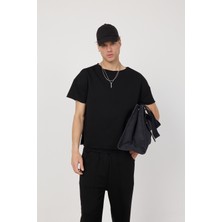 Gothamvibes Erkek Blank Boxy Siyah T-Shirt