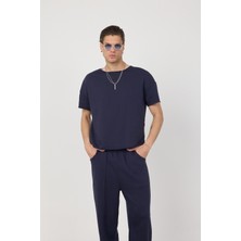 Gothamvibes Erkek Blank Boxy Lacivert T-Shirt