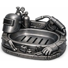 Mays 3D Studio Endüstriyel Tasarım Sabunluk | Metal Görünümlü Dekoratif Sabunluk | Atölye Temalı Organizer