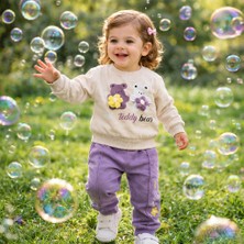 Atlas Baby House Kız Bebek-Çocuk 3 D Örgü Çiçek Detaylı Sweetshirt ve Pantolon 2'li Takım 9-18 Ay