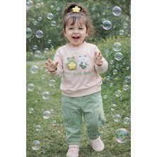 Atlas Baby House Kız Bebek-Çocuk 3 D Örgü Çiçek Detaylı Sweetshirt ve Pantolon 2'li Takım 9-18 Ay