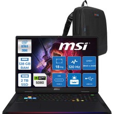 Msi Raider 18 Max Hx A2WI-1040TR Intel Core Ultra 9 290HX Plus 128GB Ddr5 2tb SSD Rtx 5080 16GB 175W Freedos 18” Uhd+ (3840X2400) Miniled 120HZ IPS Oyuncu Bilgisayarı 1040TRF27 + Zetta Çanta
