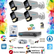5 Mp Ultra Hd 4 Kameralı 500 GB HDD Dahil Güvenlik Kamera Seti Teico- 60145N500