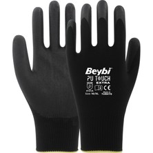 Beybi Pu Touch Poliüretan Kaplı Polyester Örme Eldiven 6lı Paket 8681780012524