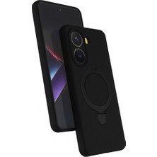 M.TK Moveteck Xiaomi Poco X7 Pro Kılıf Magsafe Halkalı Extra Standlı Içi Kadife Yumuşak Renkli Silikon