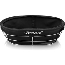 Romans Metal Ekmek Sepeti Oval - Bread Nakışlı