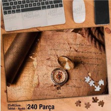 Özgürce Asil Hobi Eskimiş Mektup, Anı, Pusula, Dürbün ve Çerçeveli Puzzle 240 Parça