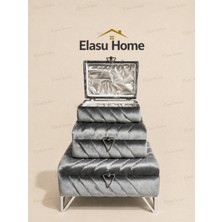 Elasu Çeyiz Kadife Kaplı Takı & Çok Amaçlı Saklama Çeyiz Sandığı Seti-Elasu Home