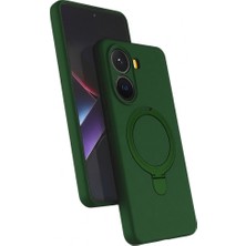 M.TK Moveteck Xiaomi Poco X7 Pro Kılıf Magsafe Halkalı Extra Standlı Içi Kadife Yumuşak Renkli Silikon