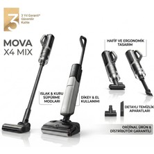 Mova Islak ve Kuru Şarjlı Dikey Süpürge | 20.000 Pa Emiş Gücü, 180° Yatabilen Ergonomik Tasarım, 90°c Kendi Kendini Temizleme ve Akıllı Kir Algılama Teknolojisi ile Derinlemesine Temizlik