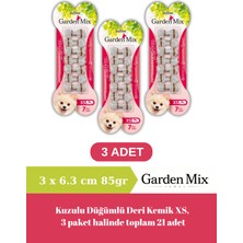 Garden Mix Kuzulu Düğümlü Deri Kemik Xs 7’li Paket x 3 Adet Küçük Irk Köpek Ödülü