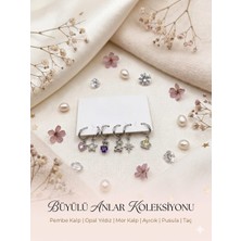 Allwin Kadın 6'lı Küpe Seti Gümüş Rengi Karışık Figürlü Kombin Set , Bijuteri Metal Küpe,pembe Kalp, Opal Yıldız, Asil Mor Kalp, Sevimli Ayıcık, Yol Gösteren Pusula ve Şık Bir Taç Figür