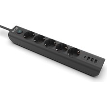 Inca IPW-44TU 5li 1,5mt Siyah 3usb+Typ-C Akım Korumalı  LED Tu